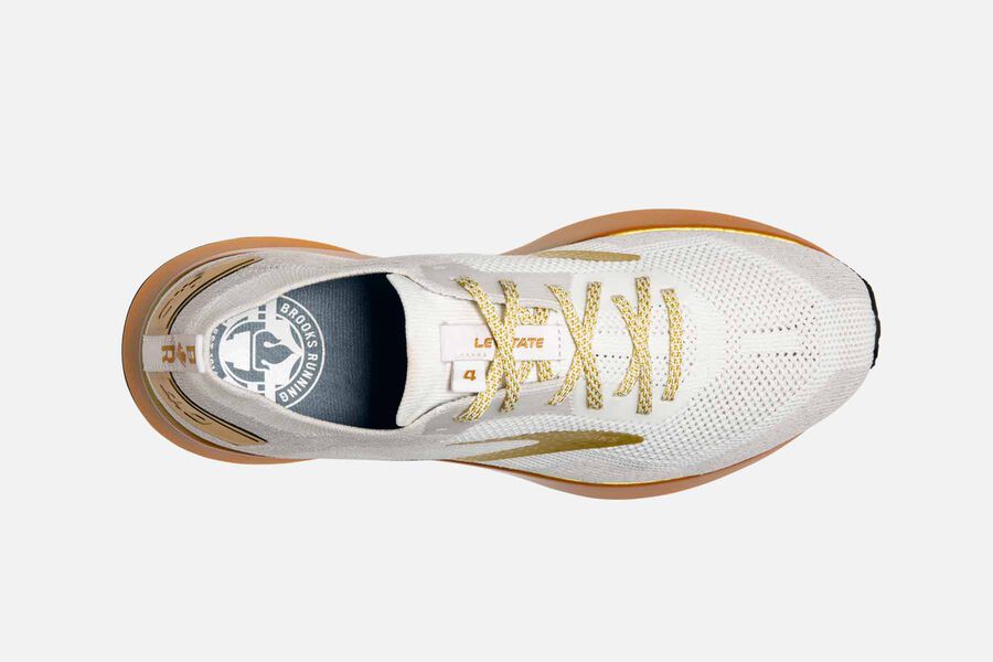 Levitate 4 Road Brooks Running Shoes NZ Womens - White/Gold - JPMZTW-039